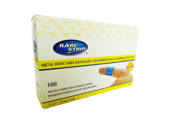 HEAVY FABRIC BLUE METAL DETECTABLE ADH BANDAGE 1 X 3 (100)