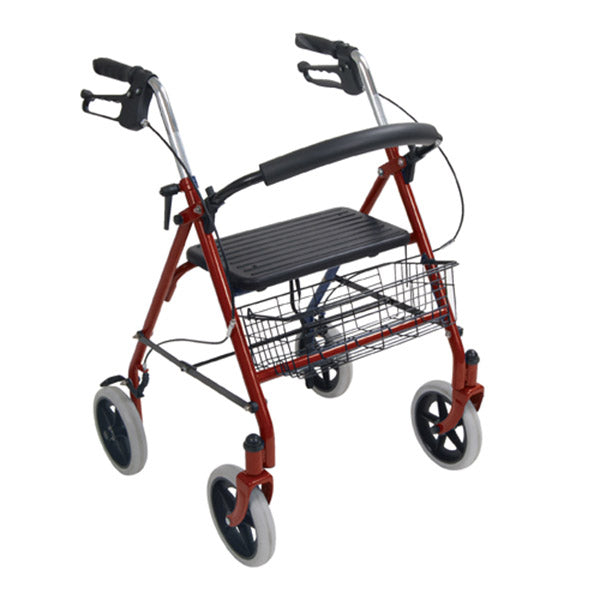 Déambulateur durable à 4 roues avec dossier pliable amovible, roulettes de 7,5" et freins en boucle