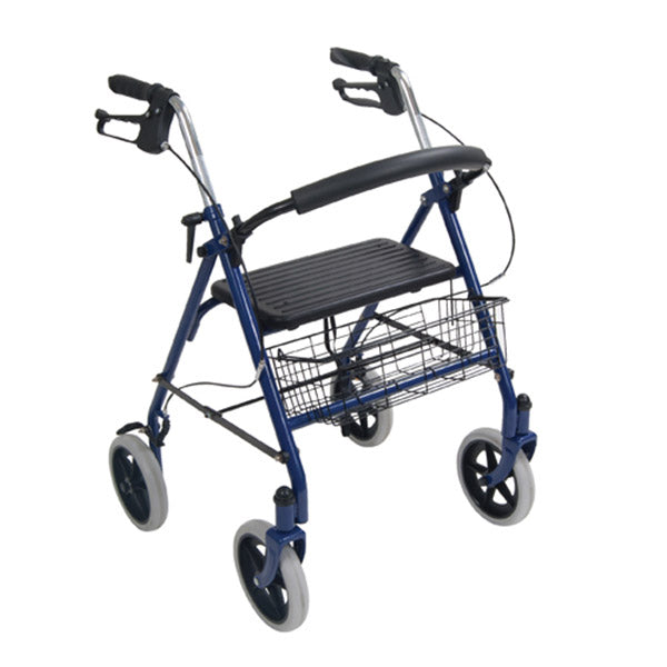 Déambulateur à 4 roues robuste avec dossier amovible pliable, roulettes de 7,5" et freins à gâchette
