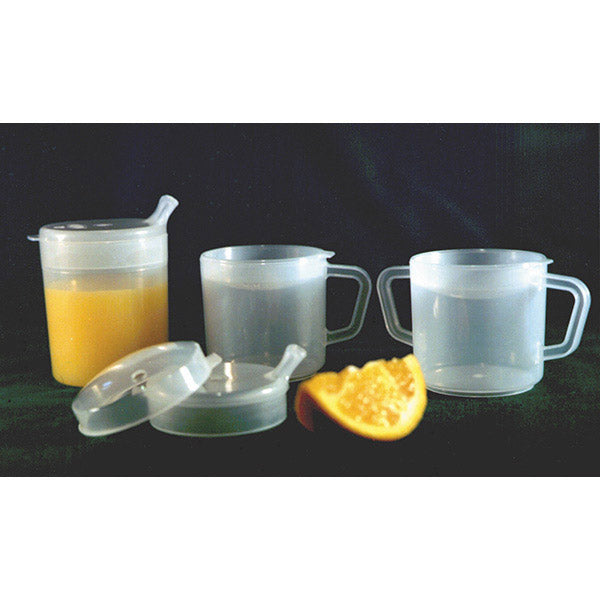 Large mug with 2 handles, 8 oz capacity (2 lids)